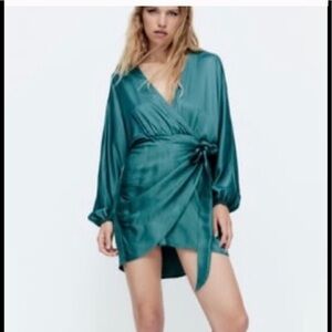 Zara satin effect wrap dress
